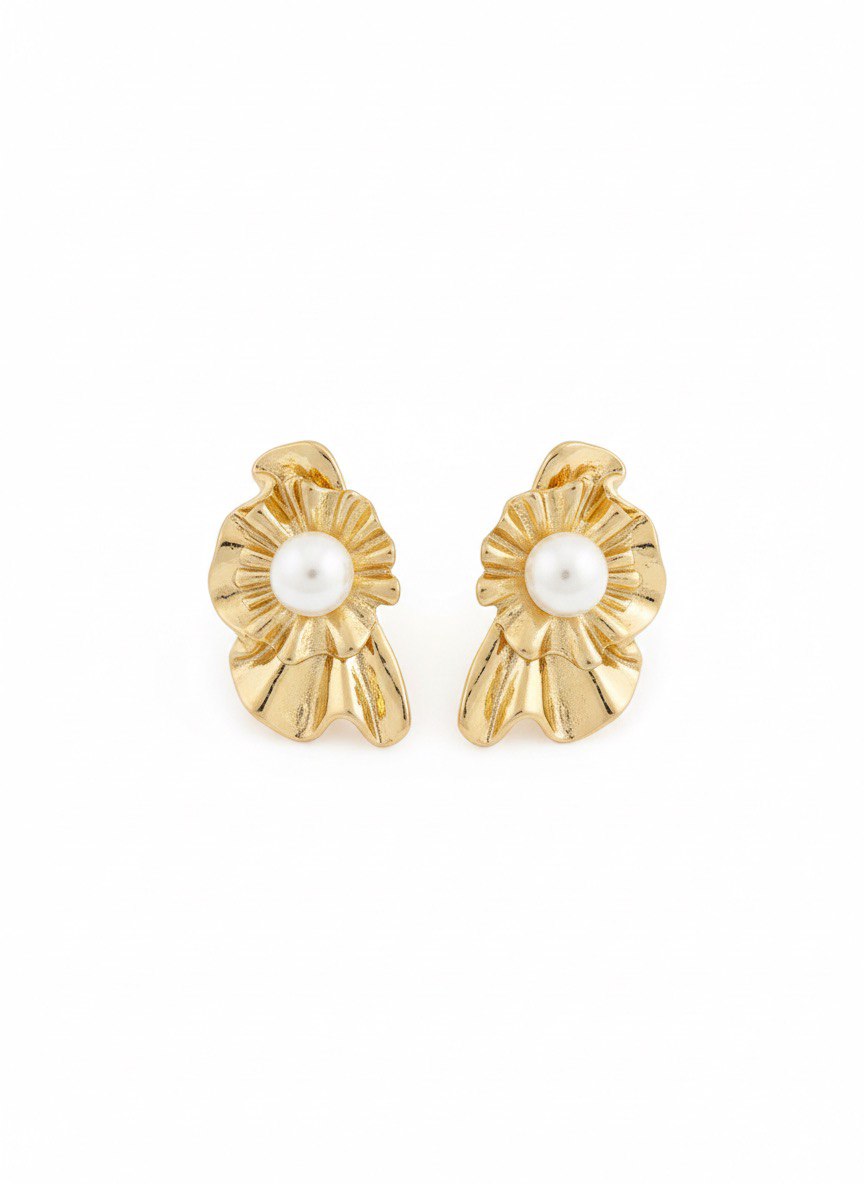 Golden Bloom Pearl Earrings