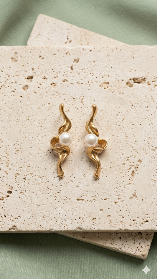 Liquid Gold Pearl Earrings