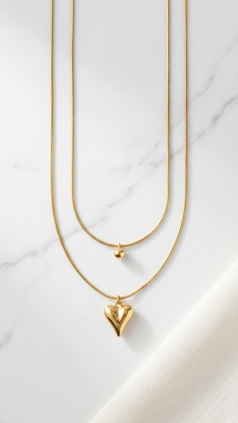 Golden Heart Layers Necklace