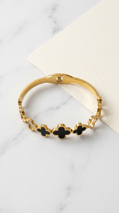 Onyx Clover Bracelet