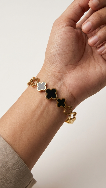 Onyx Clover Bracelet