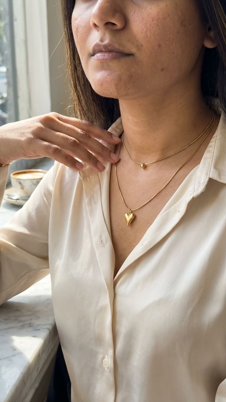 Golden Heart Layers Necklace