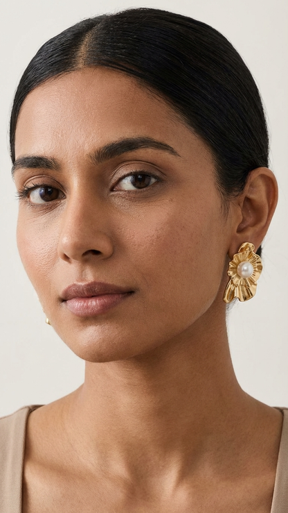 Golden Bloom Pearl Earrings