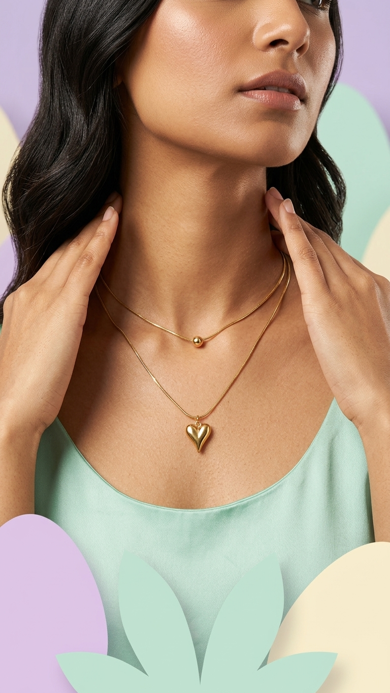 Golden Heart Layers Necklace