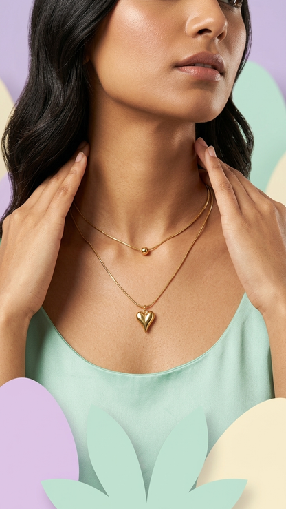 Golden Heart Layers Necklace