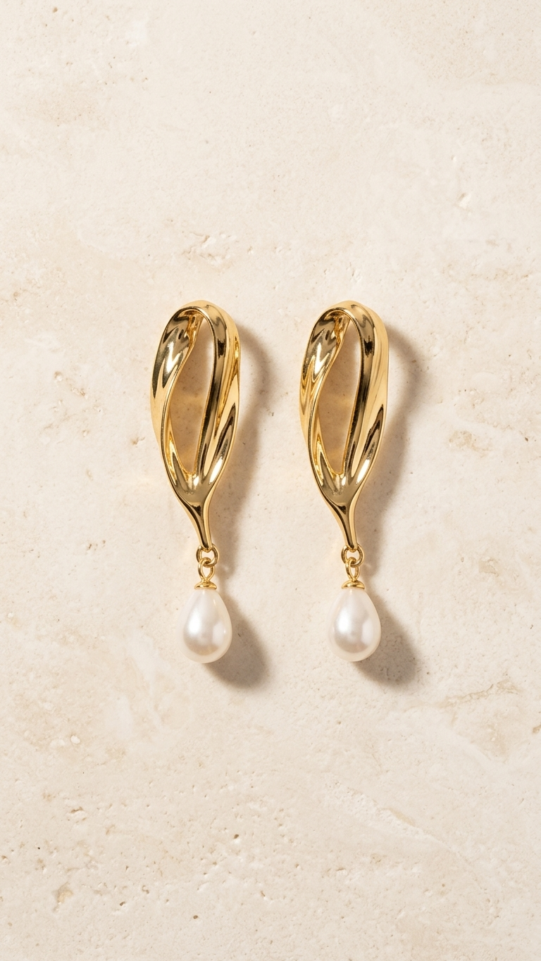 Golden Pearl Grace Earrings