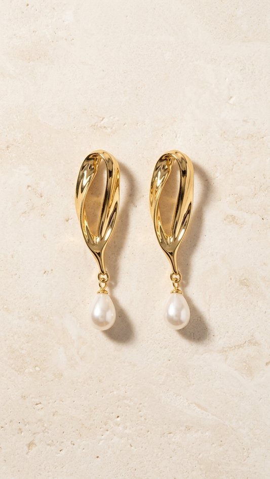 Golden Pearl Grace Earrings