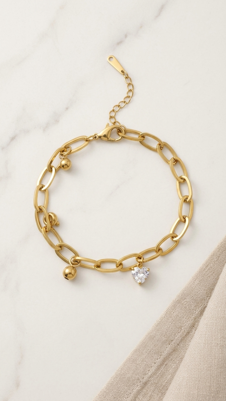 Golden Heart Charm Bracelet