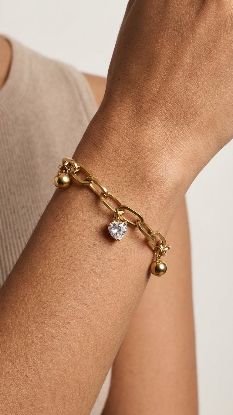 Golden Heart Charm Bracelet