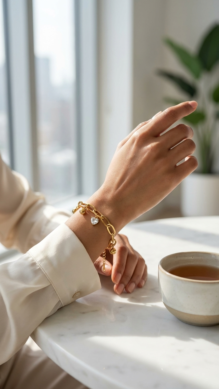 Golden Heart Charm Bracelet