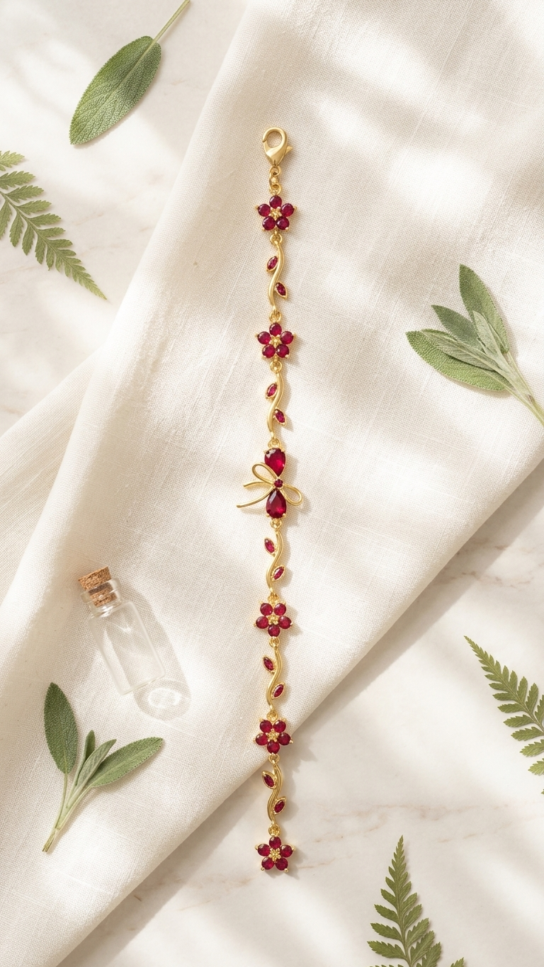 Ruby Tulip Charm Bracelet