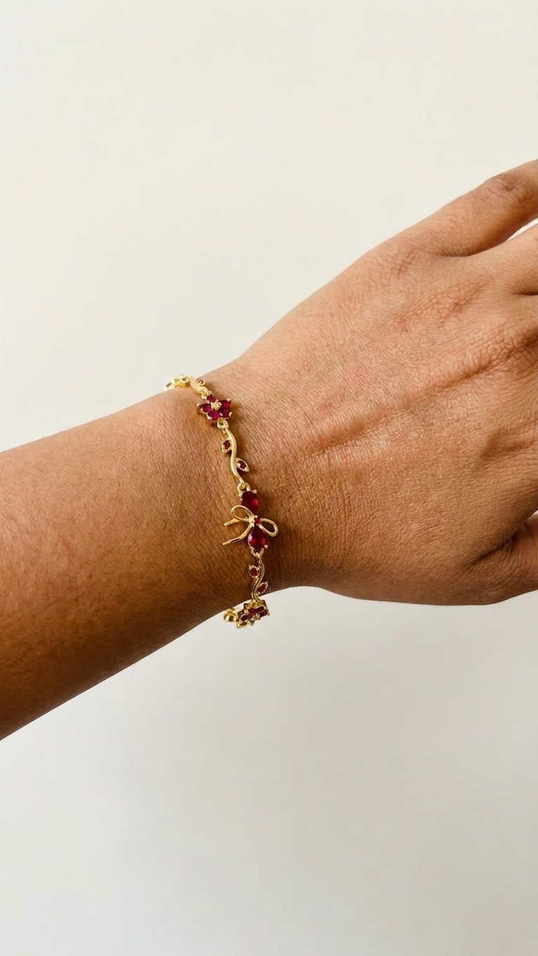 Ruby Tulip Charm Bracelet
