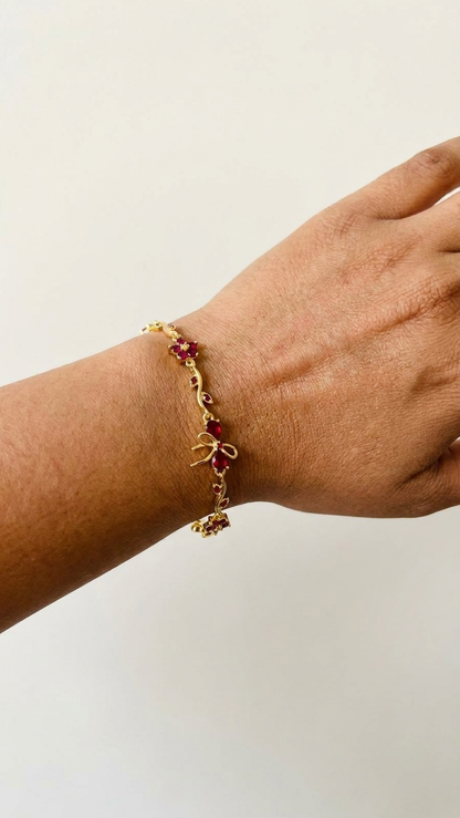 Ruby Tulip Charm Bracelet