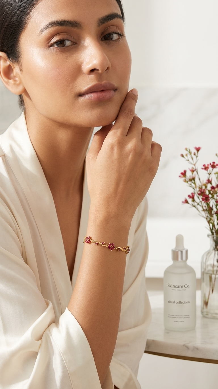 Ruby Tulip Charm Bracelet