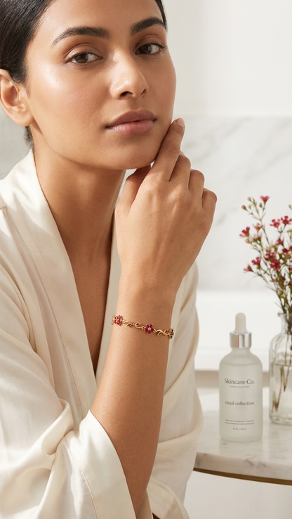 Ruby Tulip Charm Bracelet