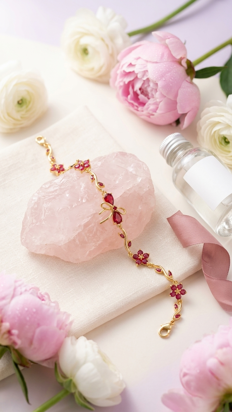 Ruby Tulip Charm Bracelet