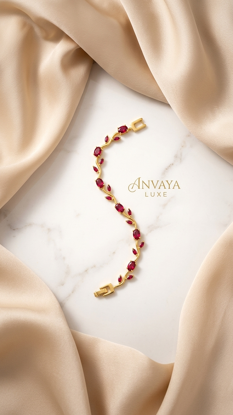 Crimson Tulip Vine Bracelet