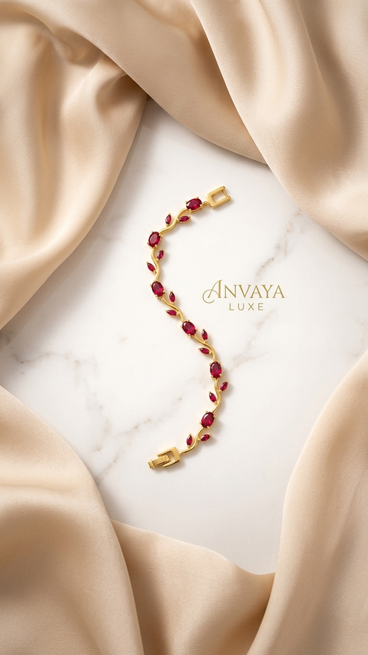 Crimson Tulip Vine Bracelet