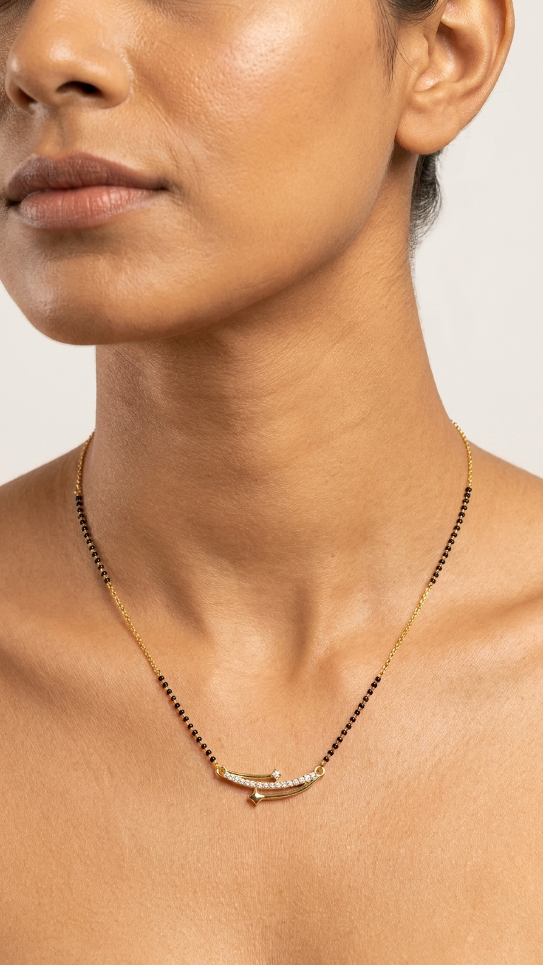 CZ Curve Mangalsutra Necklace