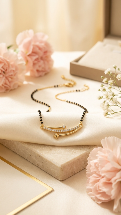 CZ Curve Mangalsutra Necklace